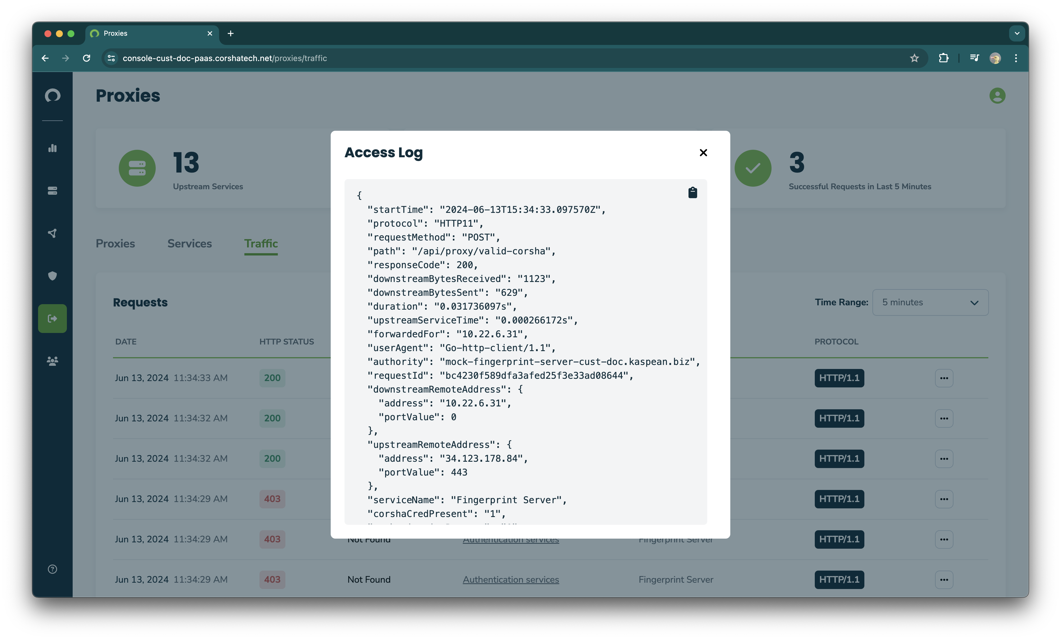 Gatekeeper Traffic page Access Log